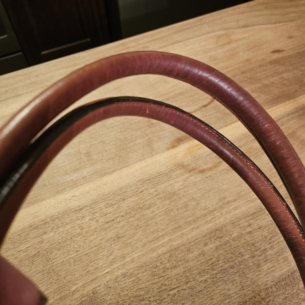 Clarks Brand Rust‎ Orange Leather Tote Bag Perfect For Fall - Picture 5 of 8